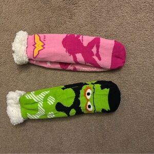 Pink and Green Character Socks